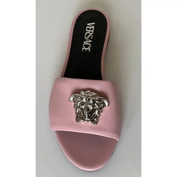 VERSACE Medusa Women's Rose Sandals 7 US (37 Euro) 1009428 Spain NIB $850 - Picture 5 of 13